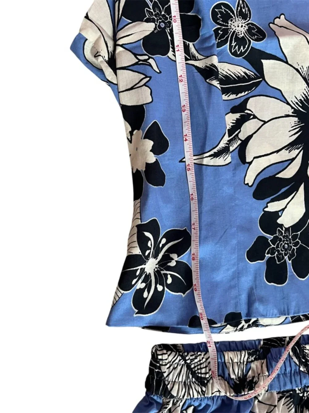 Zara ZW Collection Blue Floral Cotton Co-ord Set Top & Midi Skirt XL Summer NWT - Picture 4 of 8